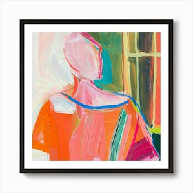 Woman In An Orange Shirt Art Print