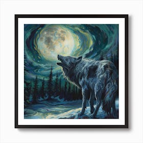 Bigsippah Ethereal Alaskan Wolf Energy Swirl Snarling Wolf Past B51f2782 Df48 45d3 A139 81c7e938cd63 Topaz Enhance 3 Art Print