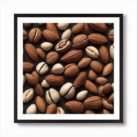 Almonds On A Black Background 6 Art Print