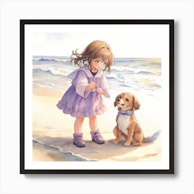 Anime Pastel Dream A Picture Of A Little Girl Playing With Her 1 Optimized Art Print