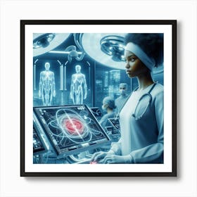 Woman In A Medical Lab Art Print