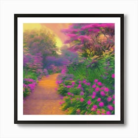 Beautiful garden with pastel colors Artwork Art Print