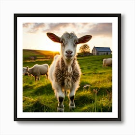 Grass Dairy Pasture Cattle Rural Rural Scene Green Goat Farm Grass Land Buck Eco Cute N (6) Art Print