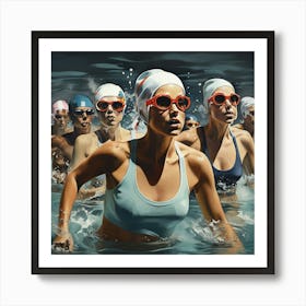 Racing Swimmers Art Print 1 Art Print