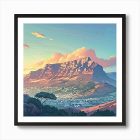 A Table Mountain In Cape Town Lofi Illustration 1720033597 2 Art Print