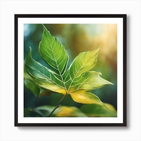 Green Leaf In The Forest 3 Art Print