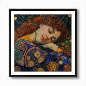 Sleeping Woman By Gustav Klimt Art Print