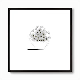 Daisy Tea Pot Square Art Print