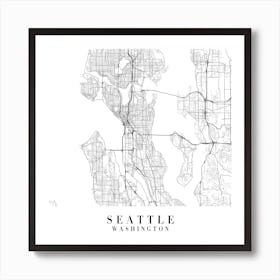 Seattle Washington Street Map Minimal Square Art Print