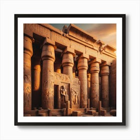 Egyptian Temple At Sunset Art Print