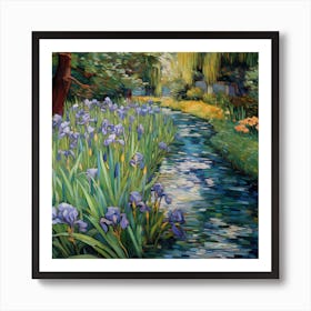 Knitted Impression: Monet's Blue Meadow Dreams 1 Art Print