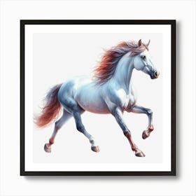 White Horse Galloping Art Print