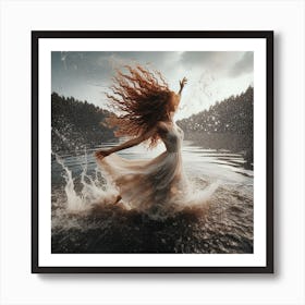 Girl In The Water Art Print