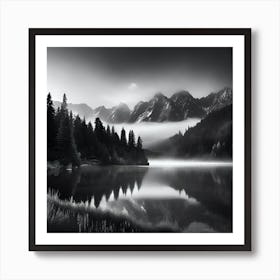 Black And White Mountain Landscape 18 Art Print