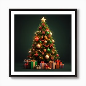 Christmas Tree With Gifts Art Print