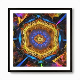 Octagonal Fractal Patternradiant Multicolour Luminousneon By Jacob Lawrence And Francis Picab 874331878 Art Print