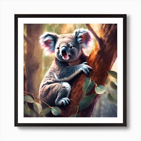Koala in the Eucalyptus Tree Art Print