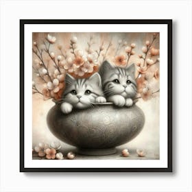 Two Kittens In A Bowl 2 Art Print