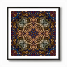 Watercolor Abstraction Golden Mandala Art Print