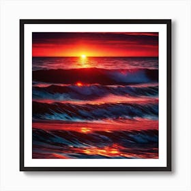 Sunset Painting, Ocean Painting, Ocean Painting, Ocean Painting Art Print