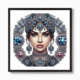 Indian bride in jewels Art Print