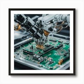 Robot Working On A Circuit Board 2 Art Print