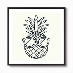 A Pineapple and Sunglasses: A Fun and Bright Line Art Art Print