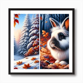 Rabbits In The Snow 1 Art Print