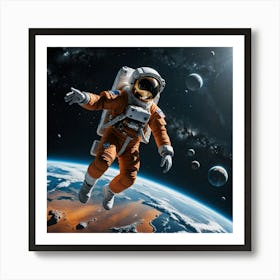 Exploring Astronaut In Space Art Print