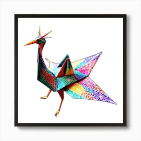 Rainbow Origami Bird Art Print