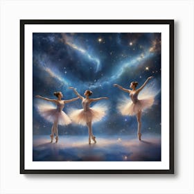 Three Ballerinas In Space paintings art print Art Print