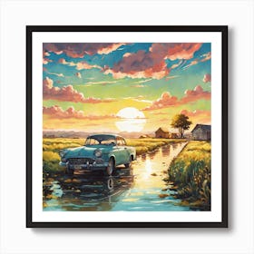 Sunset In The Country Art Print