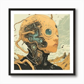 Woman With A Robot Head Sci-Fi Art Print