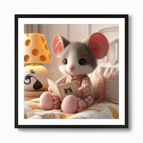 The mouse is reading a book 2 Art Print