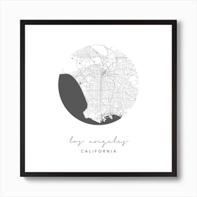 Los Angeles California Circle Map Art Print