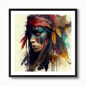 Powerful American Native Warrior Woman  #3 Art Print
