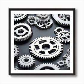 Gears On A Black Background 34 Art Print