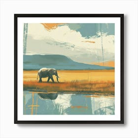 Elephant In The Grass Art Print