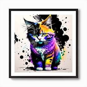 Colorful Cat Painting 4 Art Print