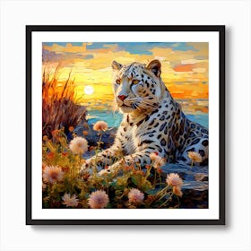 Leopard In The Sunset Art Print