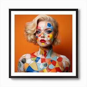 Beautiful Woman In Colorful Body Paint Art Print