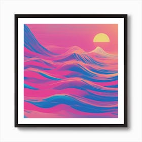 Minimalism Masterpiece, Trace In The Waves To Infinity + Fine Layered Texture + Complementary Cmyk C (26) Art Print