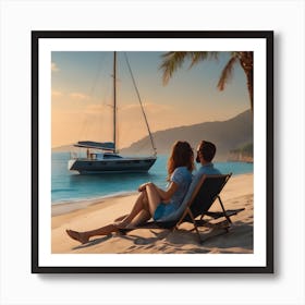 Millionaire Couple On The Beach Art Print