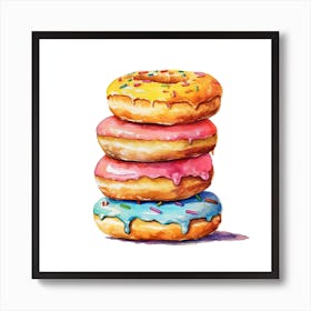Stack Of Rainbow Donuts 3 Art Print