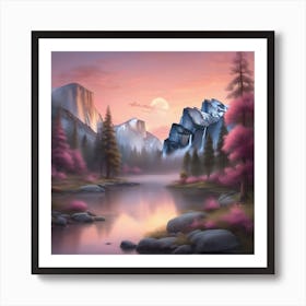Sunset In Yosemite Soothing Pastel Landscape Art Print