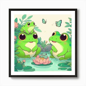 Three Cute Frogs Art Print