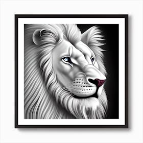 Beautiful White Lion Profile Art Print