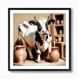 Cow In A Pot Art Print