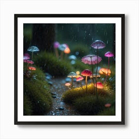 Raining Mushrooms Art Print