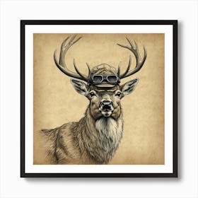 Deer With Goggles Art Print